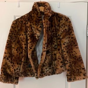 LOFT Faux Fur Leopard Cheetah Jacket
